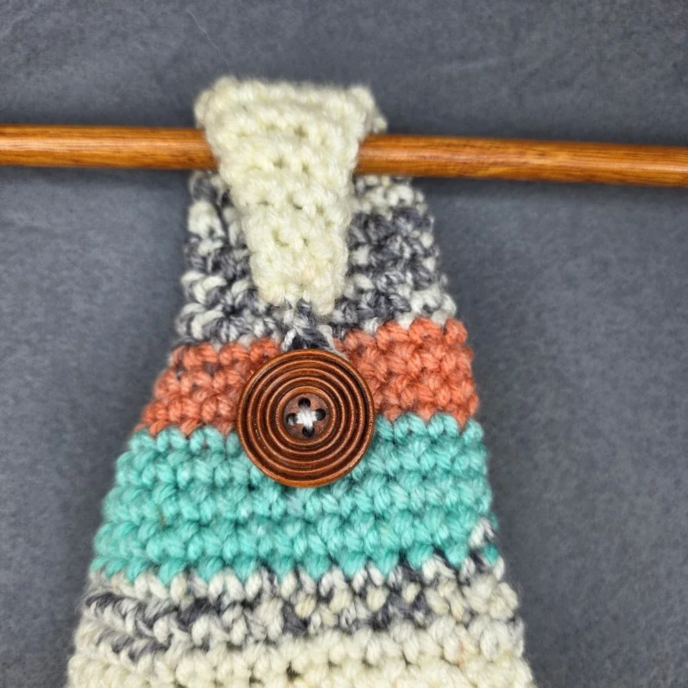 NWT Girl Gnome Kitchen Towel Topper & Towel Handmade Crochet Yellow Pink Teal